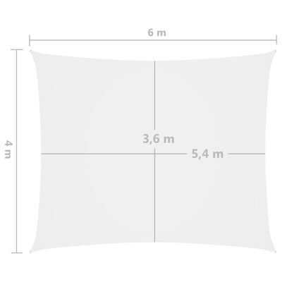 vidaXL oxford-kangast päikesepuri, ristkülikukujuline, 4 x 6 m, valge