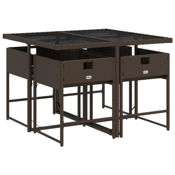 vidaXL 5-osaline aia s&ouml;&ouml;gim&ouml;&ouml;bli komplekt patjadega, pruun, pol&uuml;rotang