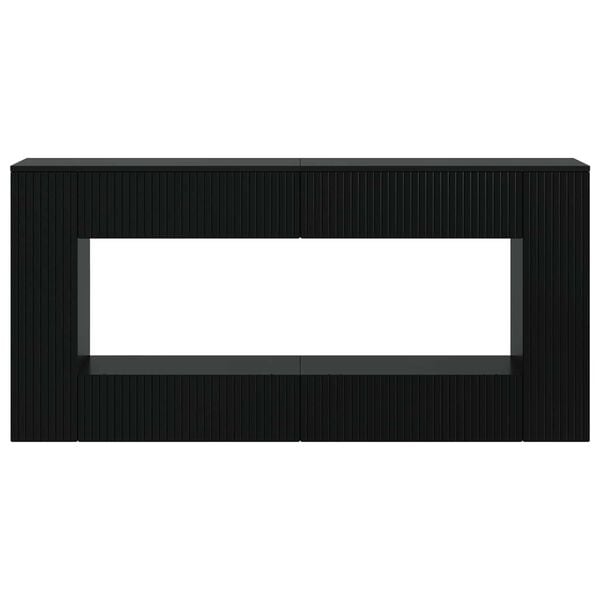 vidaXL Konsoollaud Triibuline Must 155 x 29 x 74 cm T&ouml;&ouml;deldud puit