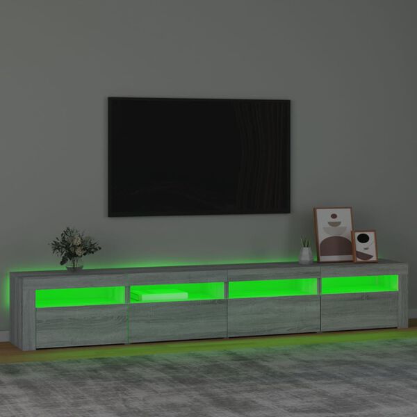 vidaXL telerialus LED-tuledega, hall Sonoma tamm, 240x35x40 cm