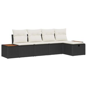 vidaXL Aia Diivanikomplekt padjaga 5 pcs Must Pol&uuml;rooster