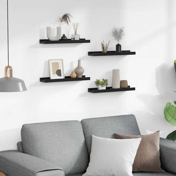 vidaXL seinariiulid, 4 tk, must, 40 x 9 x 3 cm