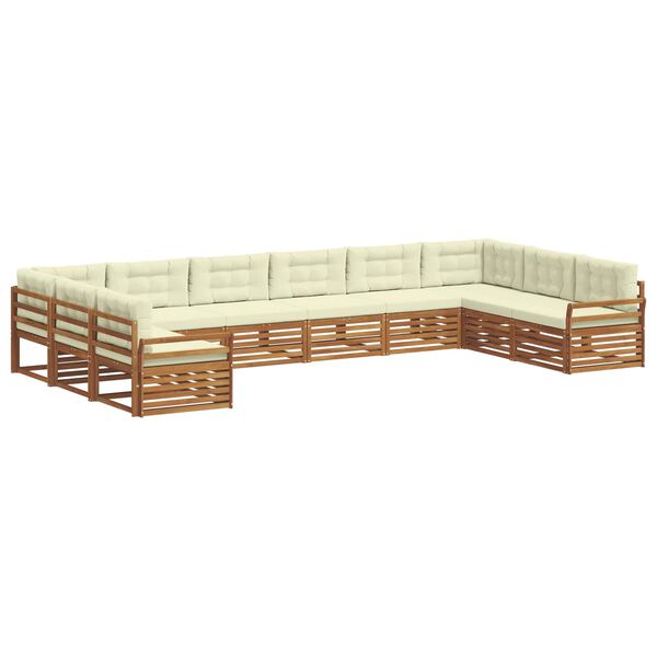 vidaXL Diivanikomplektid 10 pcs Looduslik ja kreem Tugev akatsiapuu