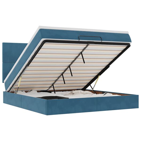 vidaXL Ottomani voodiraam madratsitega, tumesinine, 180x200 cm, samet