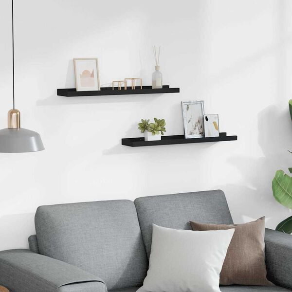 vidaXL pildiraami seinariiulid 2 tk, must, 60 x 9 x 3 cm MDF