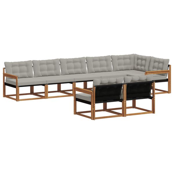 vidaXL V&auml;li diivanikomplekt padjaga 8 pcs Looduslik ja Hele Hall