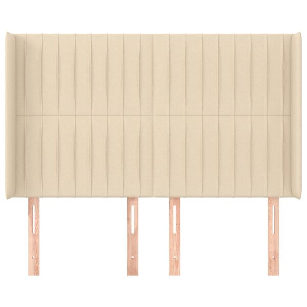 vidaXL voodipeats servadega, kreemjas, 147x16x118/128 cm, kangas