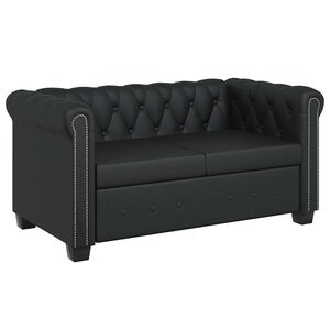 vidaXL Chesterfieldi 2-kohaline diivan, kunstnahast, must