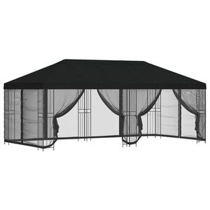 vidaXL Paviljon k&uuml;lgseinadega 6 x 3 m Must Pol&uuml;ester ja teras 190