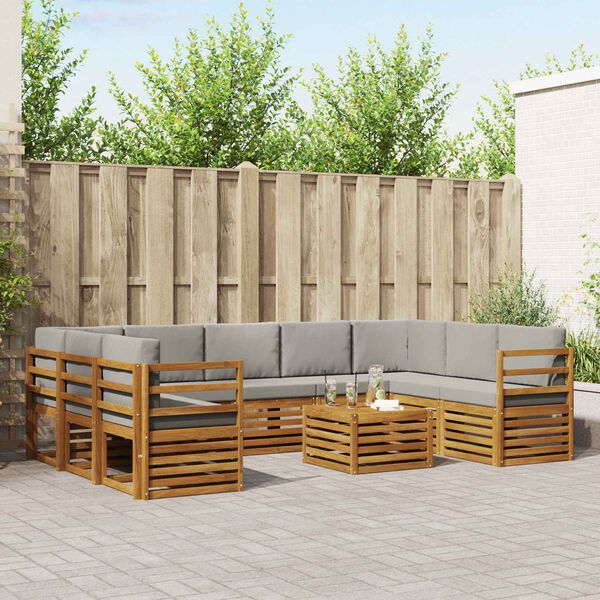 vidaXL Diivanikomplektid padjaga 10 pcs Looduslik ja Hele Hall