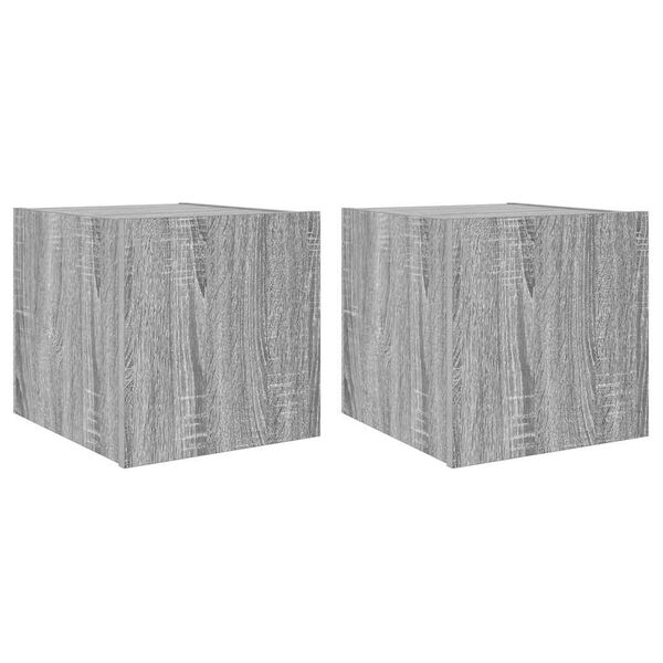 vidaXL teleri seinakapid LED-tuledega 2 tk, hall Sonoma, 30,5x35x30 cm