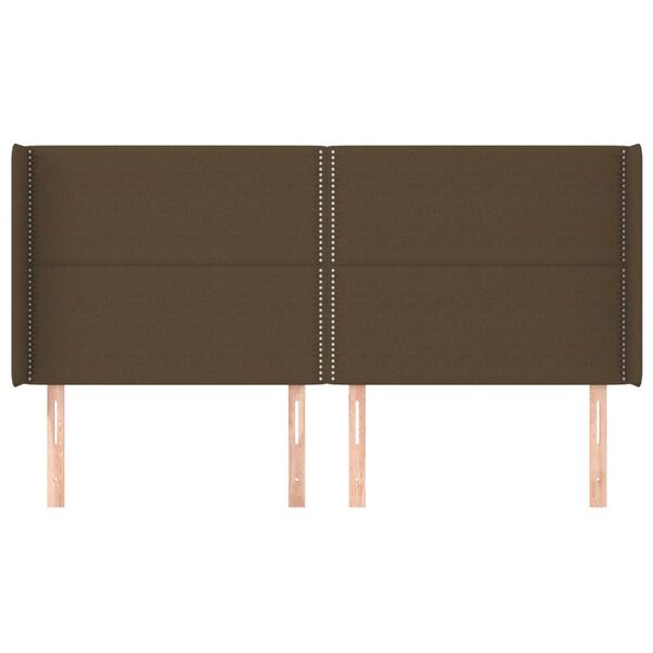 vidaXL voodipeats servadega, tumepruun, 183x16x118/128 cm, kangas