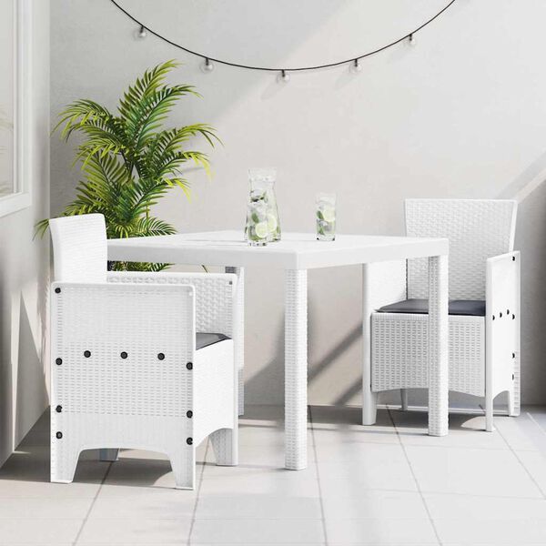 vidaXL Aia söögilaudade komplekt 3 pcs Valge Polt rattan