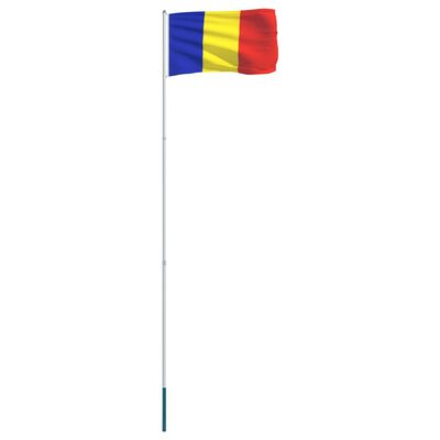 vidaXL Rumeenia lipp ja lipumast, alumiinium, 4 m