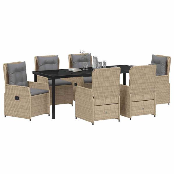 vidaXL Aia s&ouml;&ouml;gilaudade komplekt 7 pcs Beež ja heledhall pol&uuml;rotang