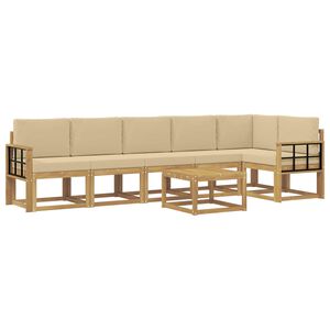 vidaXL V&auml;li diivanikomplekt padjaga 7 pcs Valge ja Beez Pol&uuml;ester
