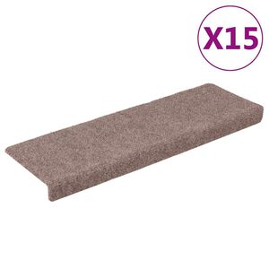 vidaXL trepimatid, isekleepuvad, 15 tk, 65 x 21 x 4 cm, helepruun, ristk&uuml;likukujulised servad