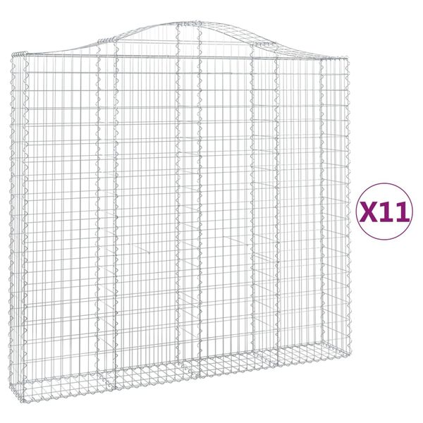 vidaXL kaarekujulised gabioonkorvid 11 tk, 200x30x180/200 cm, raud