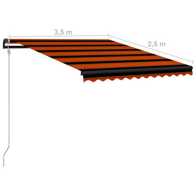 vidaXL automaatselt sissetõmmatav varikatus, 350 x 250 cm, oranž ja pruun