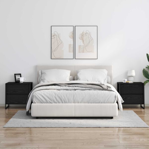 vidaXL &Ouml;&ouml;kapp sahtliga 2 pcs Must tamm 50 x 39.5 x 50 cm Tehispuit