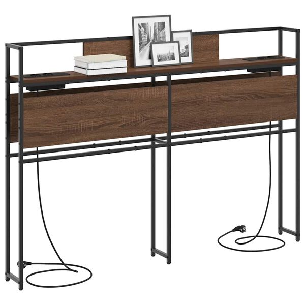 vidaXL Hoiustamispeatoe riiuliga peaga Pruun tamm 140 cm Tehispuit