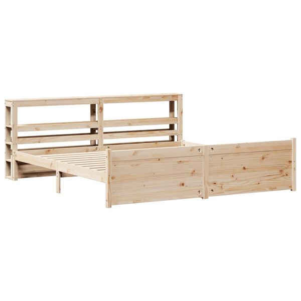 vidaXL voodiraam peatsiga, 180 x 200 cm, männipuit