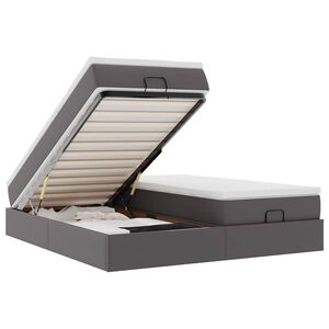 vidaXL Ottomani voodiraam madratsitega, hall, 180x200cm, kunstnahk