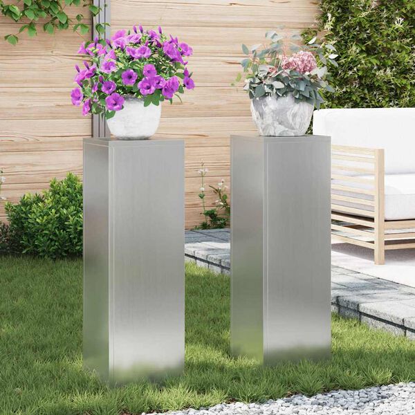 vidaXL Taimede alus 2 pcs Hõbedane 24 x 24 x 75 cm Tsingitud teras