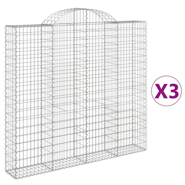 vidaXL kaarekujulised gabioonkorvid 3 tk, 200x30x180/200 cm, raud