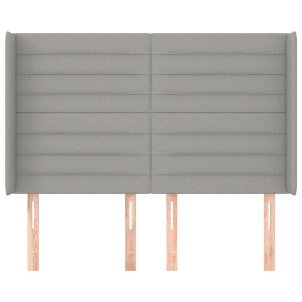 vidaXL voodipeats servadega, helehall, 147x16x118/128 cm, kangas