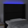 vidaXL LED-voodipeats, must, 93x16x118/128 cm, kunstnahk