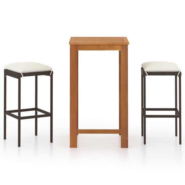 vidaXL 3-osaline aia baarikomplekt patjadega, pruun