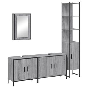 vidaXL 4-osaline vannitoam&ouml;&ouml;bli komplekt, hall Sonoma tamm, tehispuit
