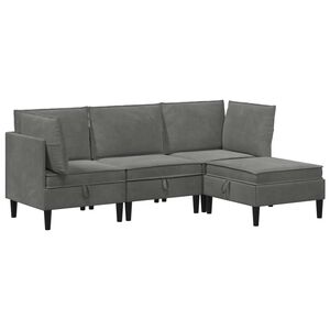 vidaXL Elutoa m&ouml;&ouml;bliseade padjaga ladustamisega 4 pcs Tumehall Samet