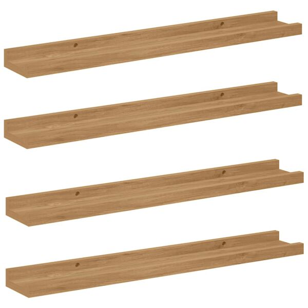 vidaXL Seinariiul riiuliga 4 pcs Pruun 60 x 9 x 3 cm Tehispuit