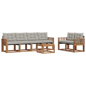 vidaXL V&auml;li diivanikomplekt padjaga 7 pcs Looduslik ja Hele Hall