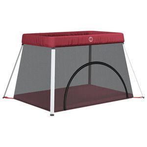 vidaXL beebi m&auml;nguaedik madratsiga, punane, linane kangas