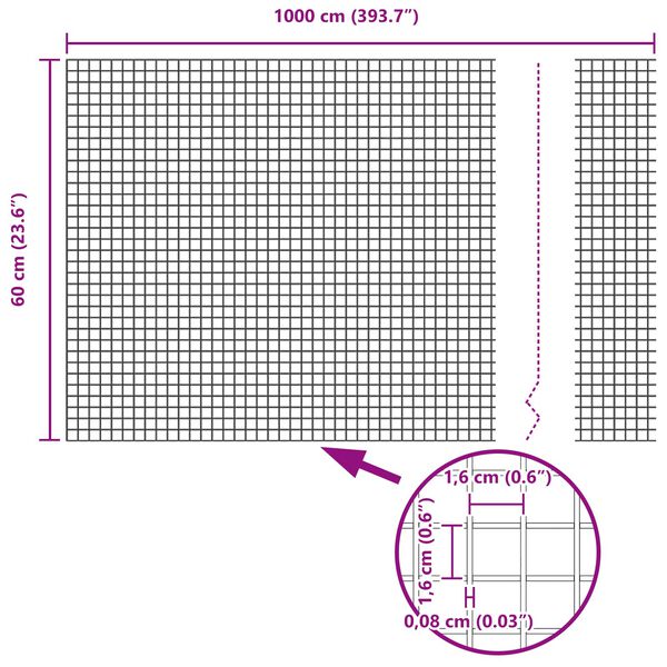 vidaXL Keevitatud Traadi Aed Roheline 0.6 x 10 m Teras
