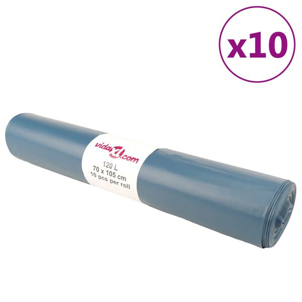 vidaXL prügikotid, 100 tk, sinine, 120 l