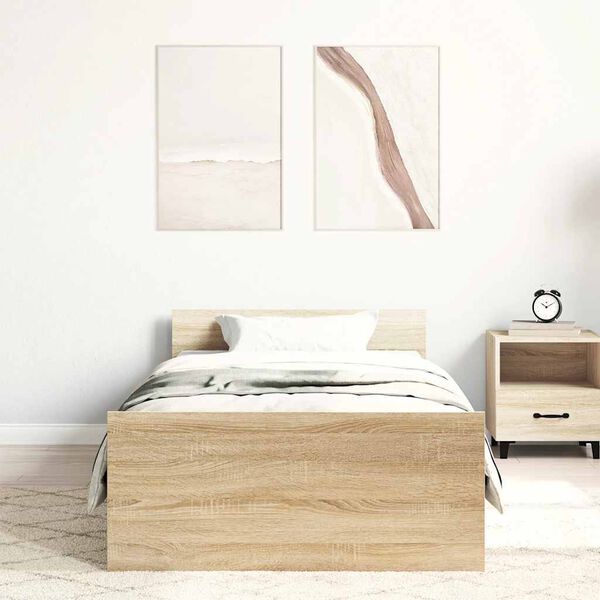 vidaXL peatsiga voodiraam, ilma madratsita, Sonoma tamm 90x190 cm