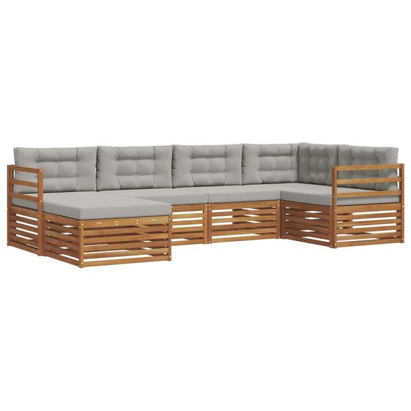 vidaXL V&auml;li diivanikomplekt padjaga 6 pcs Looduslik ja Hele Hall