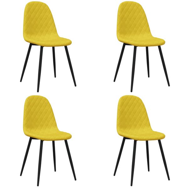 vidaXL söögitoolid 4 tk, sinepikollane, samet