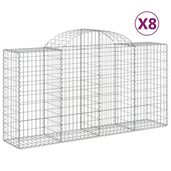 vidaXL kaarekujulised gabioonkorvid 8 tk, 200x50x100/120 cm, raud