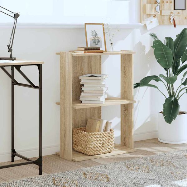 vidaXL raamaturiiul 3 korrust, Sonoma tamm, 60x30x86 cm, tehispuit