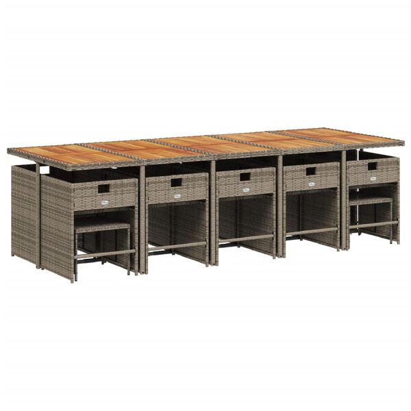 vidaXL 15-osaline aia s&ouml;&ouml;gim&ouml;&ouml;bli komplekt patjadega, hall, pol&uuml;rotang