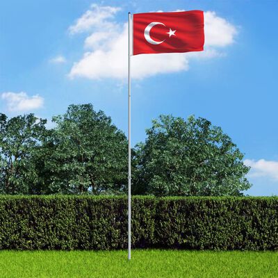 vidaXL Türgi lipp ja lipumast, alumiinium, 6 m