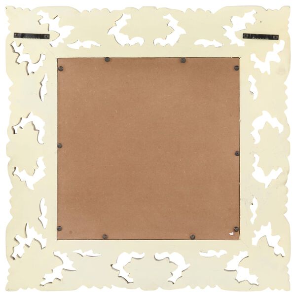 vidaXL, käsitsi nikerdatud peegel, valge, 50 x 50 cm, mangopuit