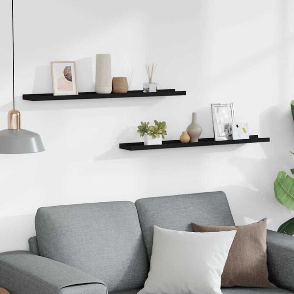 vidaXL pildiraami seinariiulid 2 tk, must, 80 x 9 x 3 cm MDF