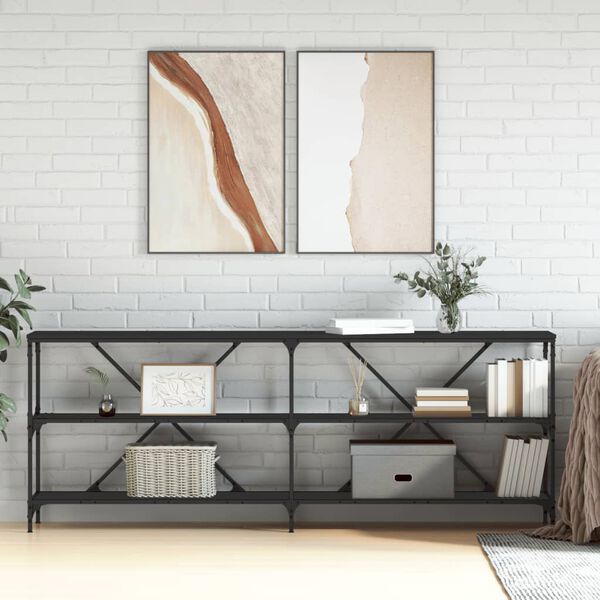 vidaXL konsoollaud, must, 200 x 30 x 75 cm, tehispuit ja raud