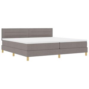 vidaXL LED Box Spring Voodi peaga Pruunikashall 200 x 200 cm kangas